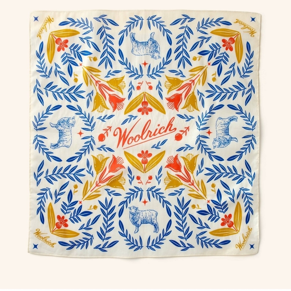 NWT Sold Out Woolrich x Target Adult Graphic Print Cotton Bandana Cream Multi